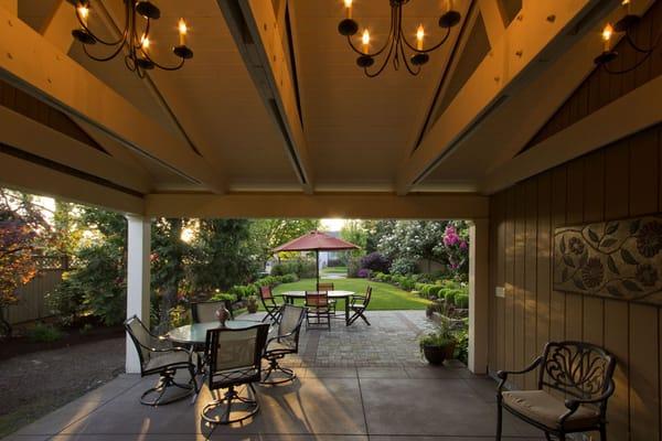 Outdoor covered space, patio and garden