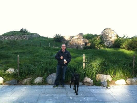 Brad walking Max.  Lower Manhattan.