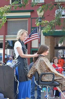 Our float for Olde Glory Days 2015! Donating hair for Locks of Love.