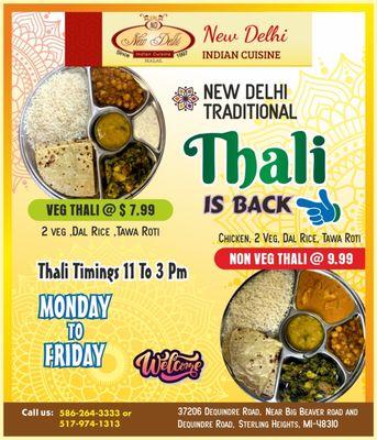 New Delhi Traditional Thali is back