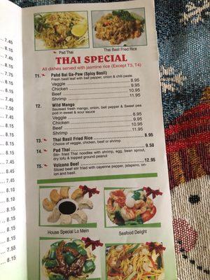 Thai Special Menu