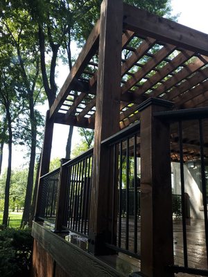 Grand pergola over 600 sat deck.