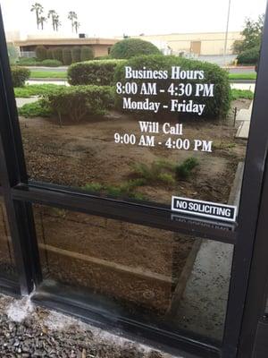 Actual business hours.