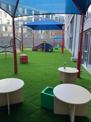 Outside classroom area for lessons and activities