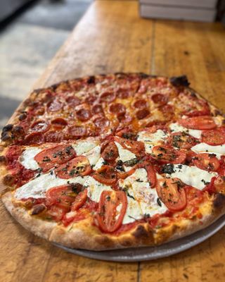 Half and half specialty pizza