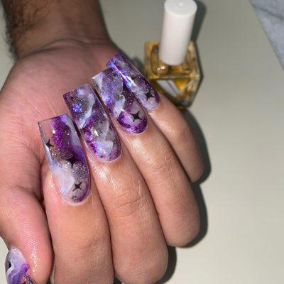 Purple acrylic nails