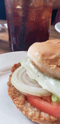 Pork fried tenderloin with sweet tea.