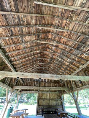 The rafters of the pavilion