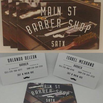 Designed Main St Barber Shop business cards.