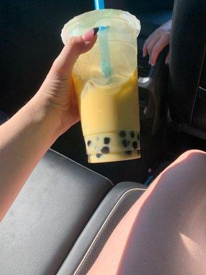 mango boba tea