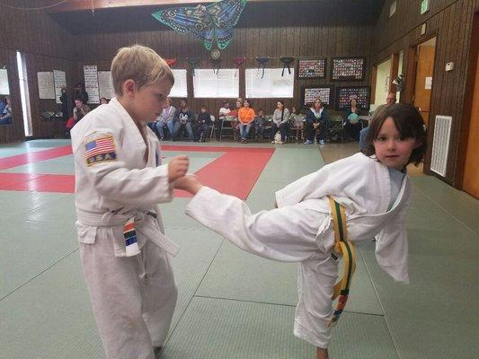 Our little Dragons practicing the back kick