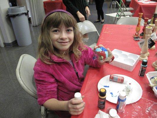 Hayley working on Christmas craft project.