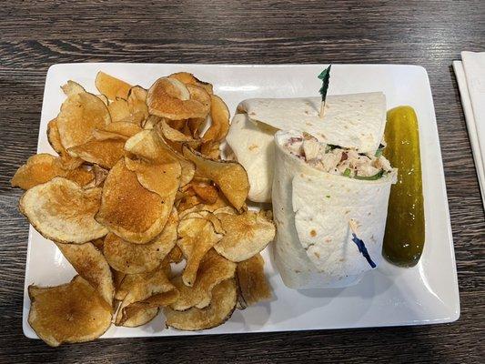 Chicken bacon wrap with chips