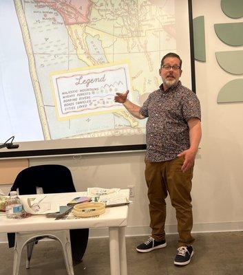 Robert Mahar teaching a  Map Embroidery class