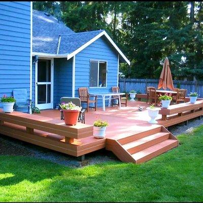 Looking to give your deck a face-lift. Check out this beautiful composite deck, with built in seating!