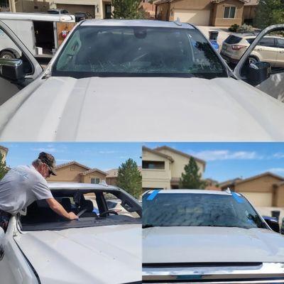 Windshield install on GMC Sierra.