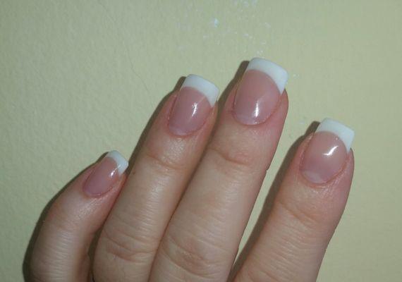 Gel Nails Full Set Pink & White.  I love how thin and natural they look!