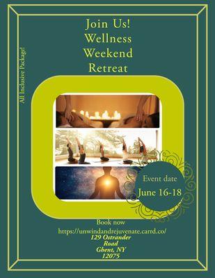 10% off Wellness Retreat June 16-18!