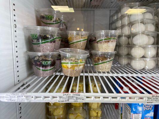 Yogurt choices, fresh pineapple & perfectly boiled eggs