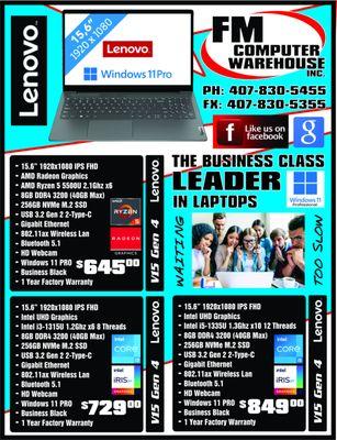 Lenovo V15 Business Class Laptops