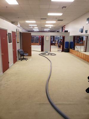 A clean dojo is a happy dojo. Our back training room, where students gather to stretch and practice before and after classes.