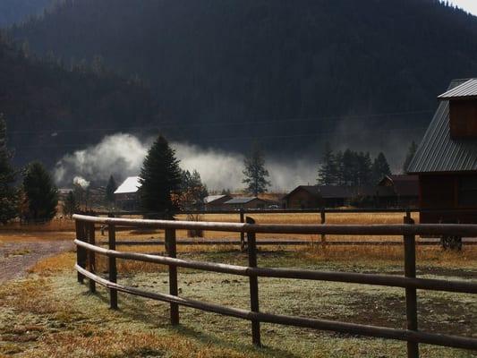 The view from the front step of the cabin.