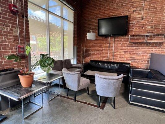 Lounge area in the front of the bar