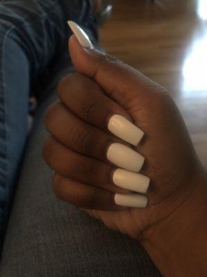 White Gel Coffin Nails!