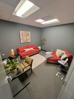 This is one of our therapy room, called the "Rosie Room". It has a sun window to bring in that beautiful natural light in.