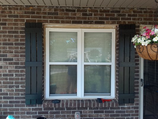 Custom built wooden shutters.