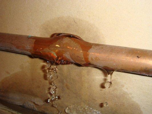 Water pipe breaks.