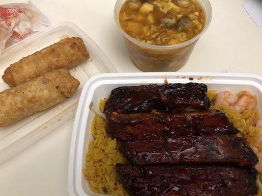 Spare ribs combo over fried rice. D44. BBQ Ribs