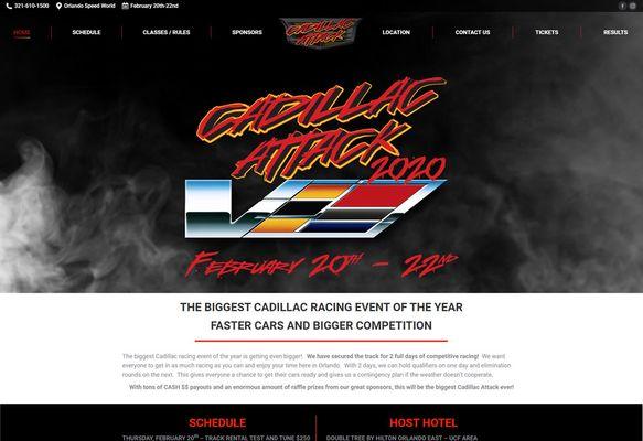 Custom website for Cadillac Attack race event