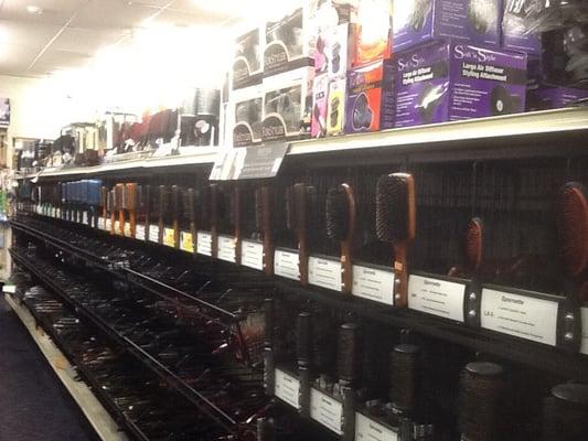 Large selection of professional brushes and combs