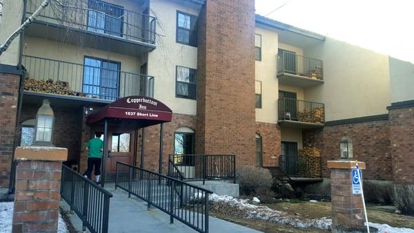 Each condo has a patio/balcony with firewood for the fireplace