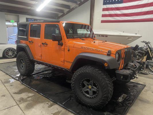 Full exterior detail + scratch removal for this Jeep in Arvada, CO.