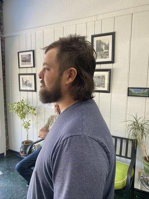 Fear the Mullet and beard trim.