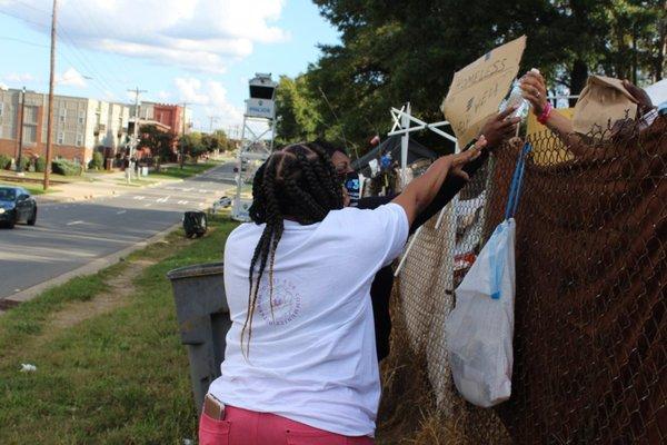 Out serving and praying with the less fortunate. Also providing food.