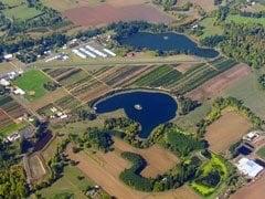 Aerial view of Lenhardt Airpark, Hubbard, OR