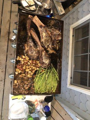 Fathers Day feast. Cowboy Ribeyes from Detroit Processing. Yum!