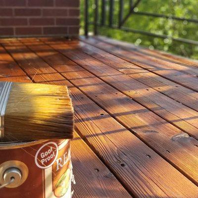 Porch staining.