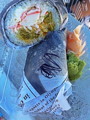 Crab and green chili sushi burrito, delicious