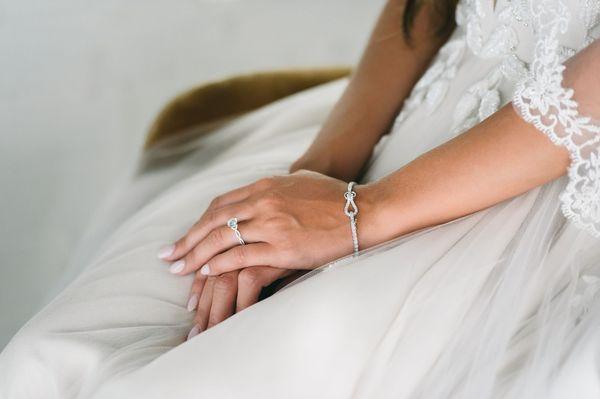 Diamond engagement ring and bracelet.