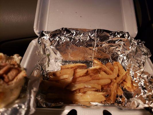 THIS is the amount of fries I get with a gyro? After waiting for an hour for my food? Are you f'ing kidding me?