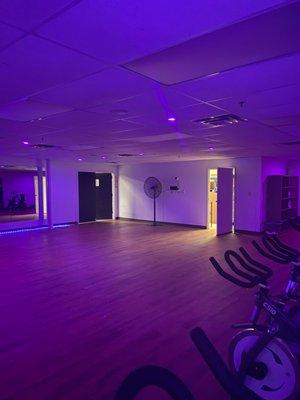 Yoga and Spin studio - love this mood lighting!!