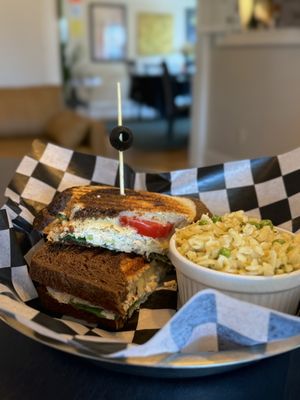 Garden Tuna on Rye with Warm Parmesan Orzo