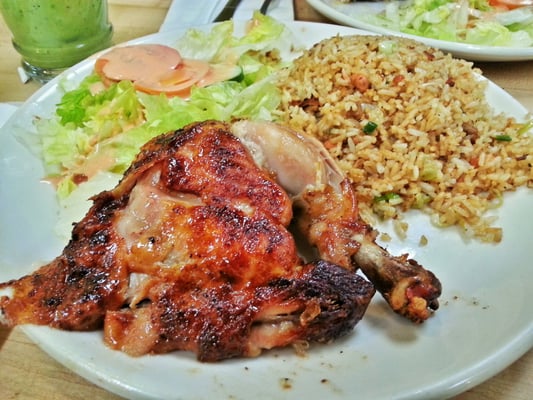 quarter roasted chicken, pork fried rice and salad