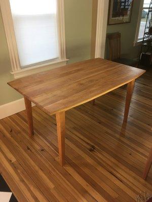 Dining room table - Shaker style, red birch top and  cherry legs. 60" X 36". $1650