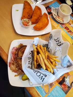 Empanadas & one of the grilled cheese sandwiches with garlic cilantro fries..YUM!