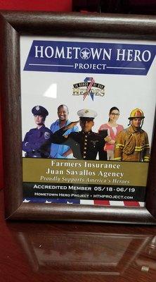 Supporting our Heroes proudly displayed in our Office!